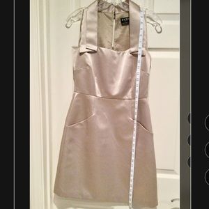 BCBG Paris satin midi fitted / Flared cocktail dress sleeveless, SZ.8